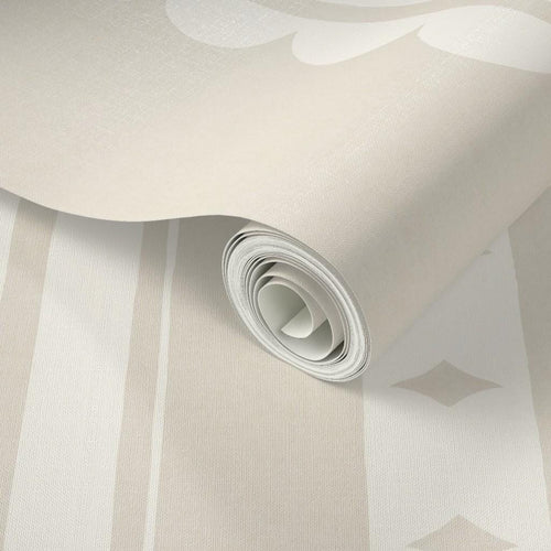 Beige Scallop Stripe Nursery Wallpaper – Gender Neutral Baby Wall Covering (Peel and Stick)