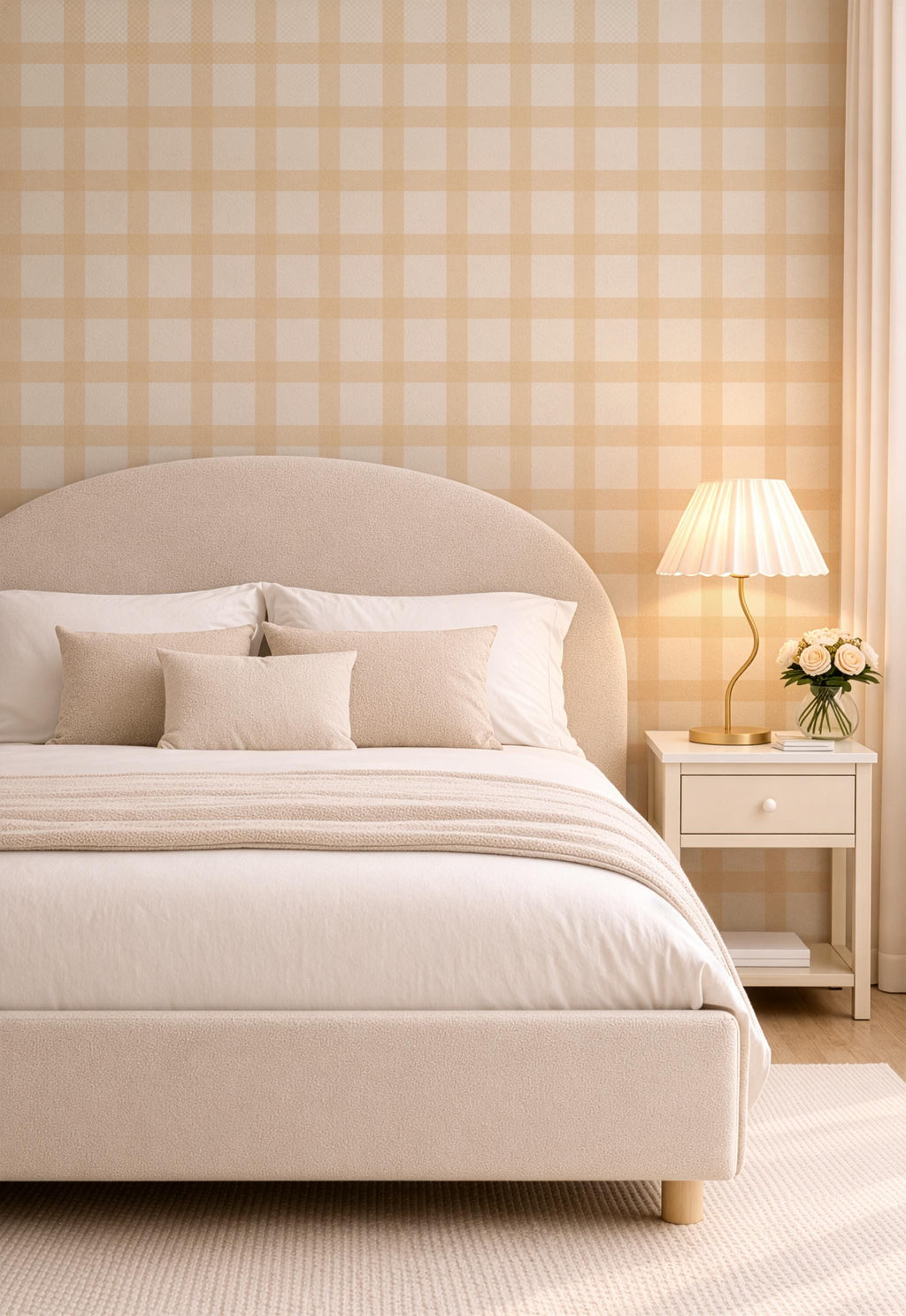 Butter Yellow Gingham Wallpaper – Cozy Cottage Nursery Wall Covering - Yellow Bedroom Wall Decor Cozy Cottage Wall - FREE SHIPPING
