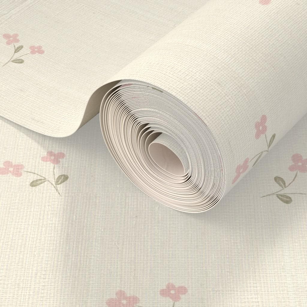 Pink Tiny Wildflower Wallpaper – Vintage Girl Nursery Wall Covering (Peel and Stick) - Soft Rose ditsy floral Cottage Baby Girl Powder Room