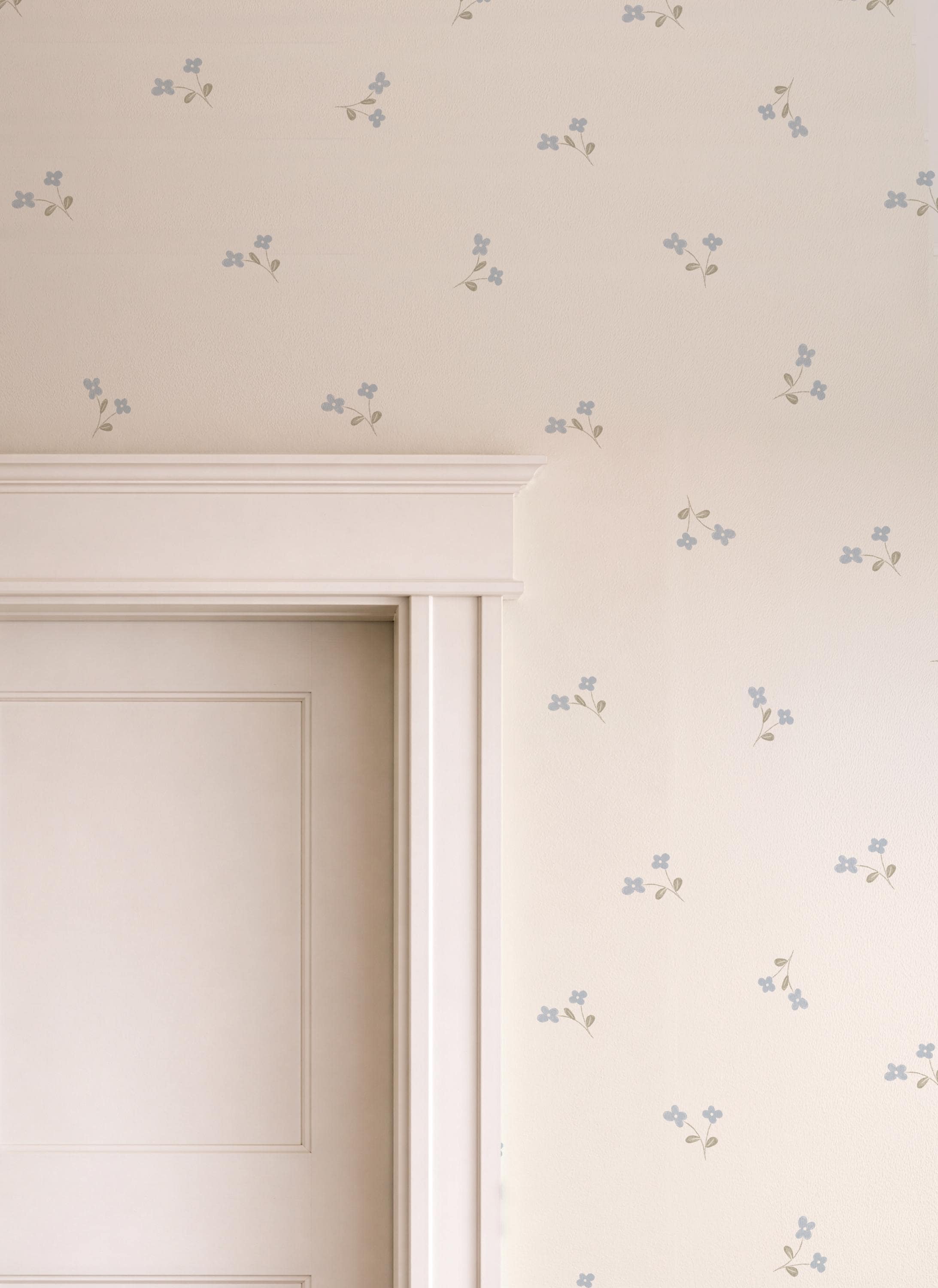 Soft Blue Ditsy Floral Wallpaper – Vintage Cottagecore Nursery Wall Covering (Peel and Stick) - Soft Blue ditsy bloom Cottage Baby Room