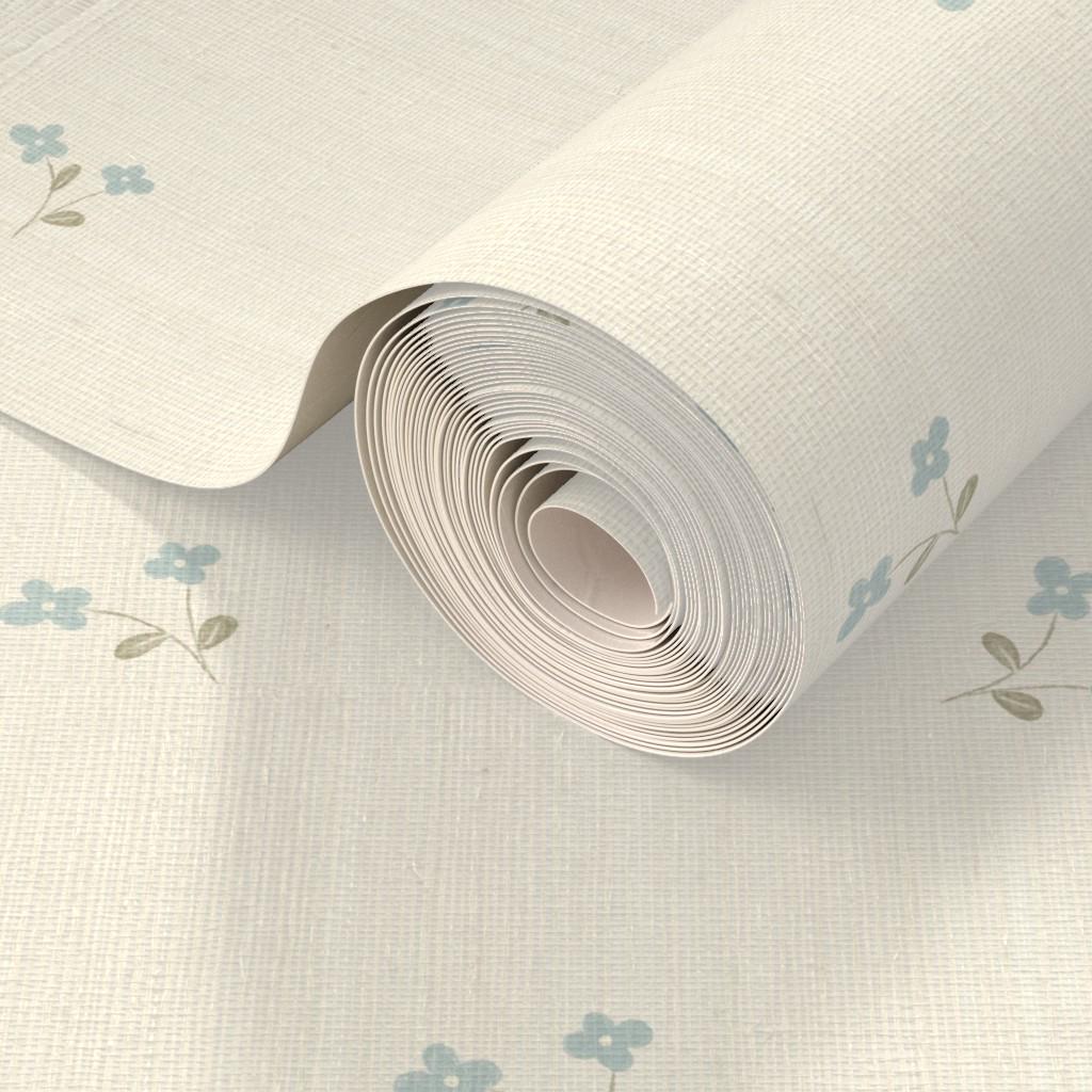Soft Blue Ditsy Floral Wallpaper – Vintage Cottagecore Nursery Wall Covering (Peel and Stick) - Soft Blue ditsy bloom Cottage Baby Room