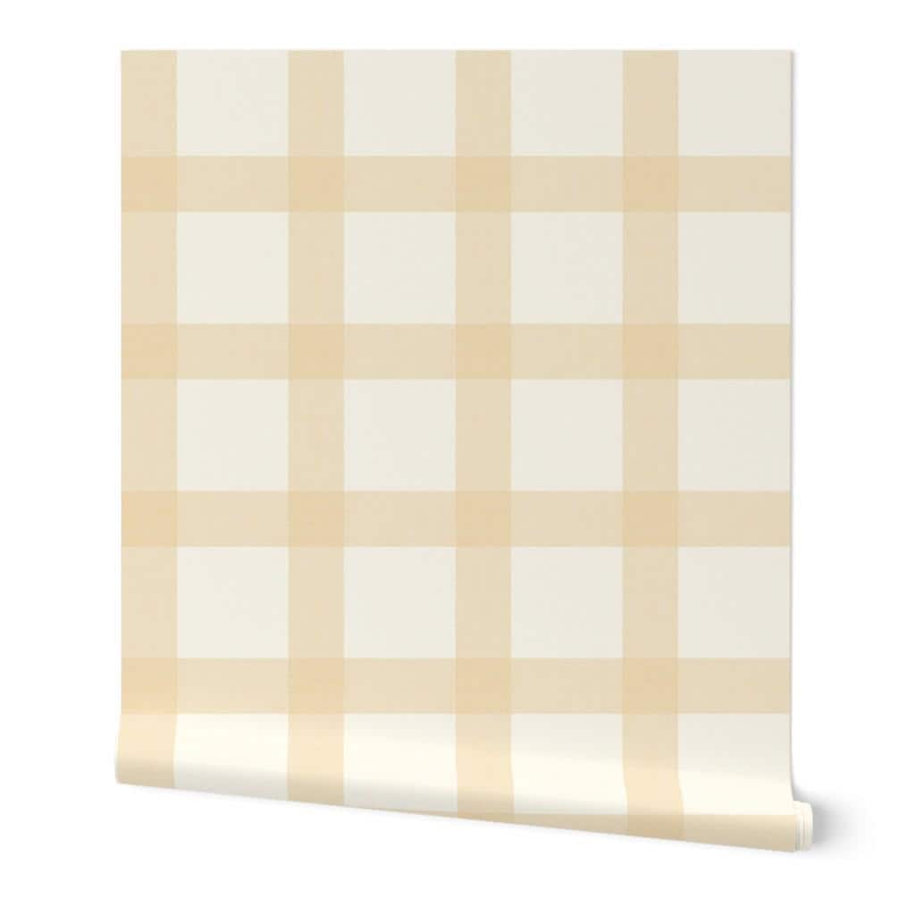 Butter Yellow Gingham Wallpaper – Cozy Cottage Nursery Wall Covering - Yellow Bedroom Wall Decor Cozy Cottage Wall - FREE SHIPPING