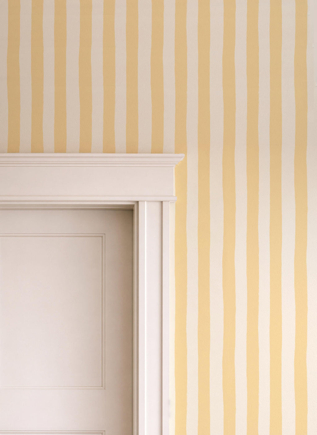 Butter Yellow Hand-Painted Stripe Nursery Wallpaper – Kids Room Wall Decor