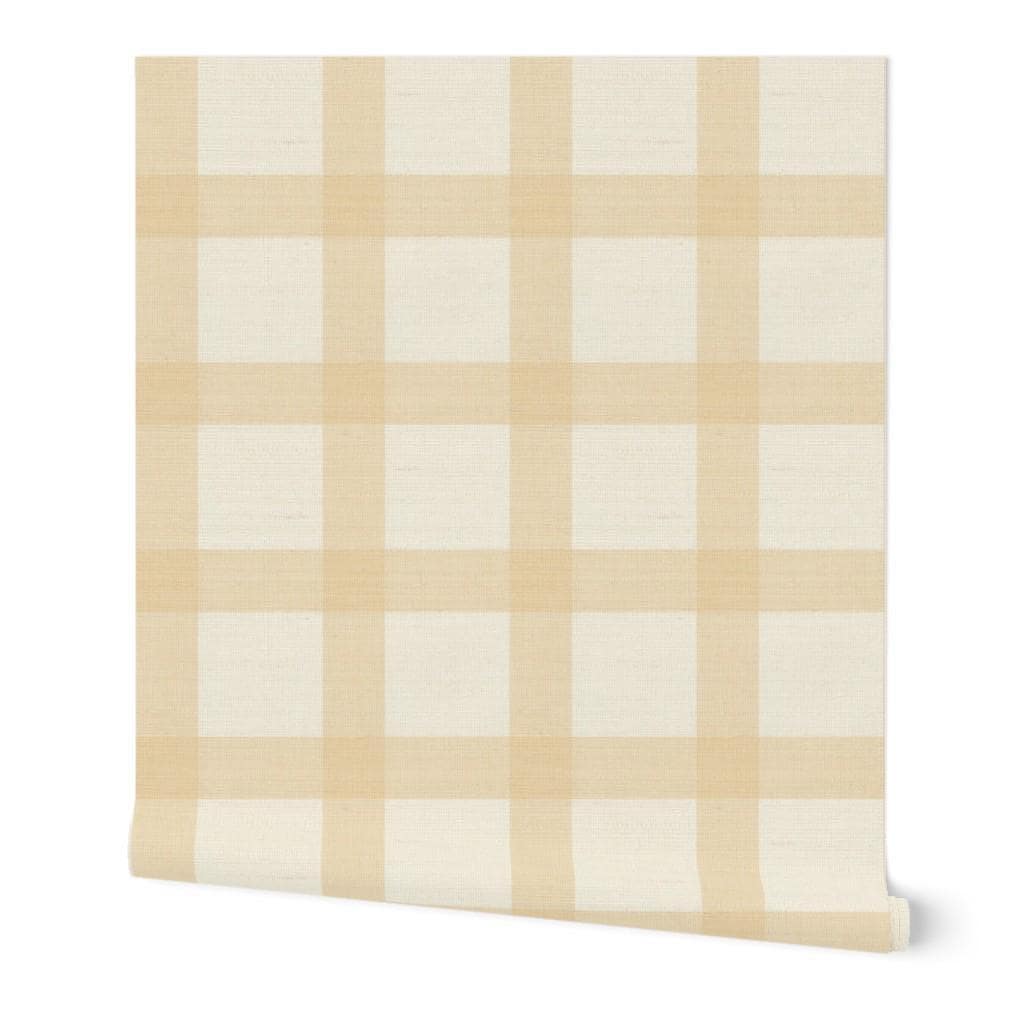 Butter Yellow Gingham Wallpaper – Cozy Cottage Nursery Wall Covering - Yellow Bedroom Wall Decor Cozy Cottage Wall - FREE SHIPPING