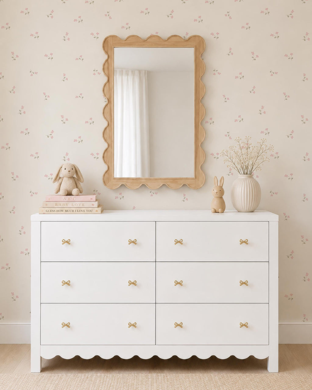 Pink Tiny Wildflower Wallpaper – Vintage Girl Nursery Wall Covering (Peel and Stick) - Soft Rose ditsy floral Cottage Baby Girl Powder Room