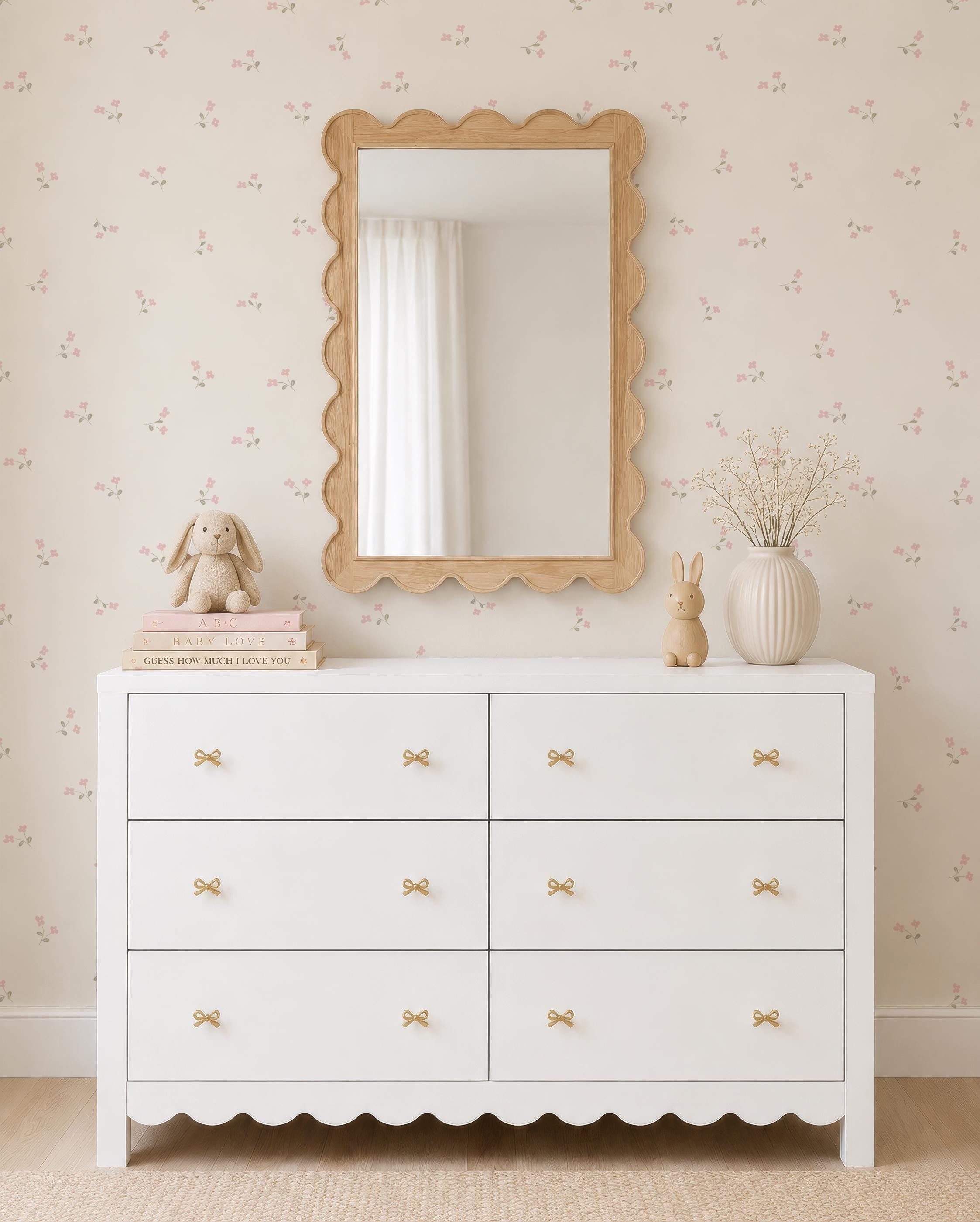 Pink Tiny Wildflower Wallpaper – Vintage Girl Nursery Wall Covering (Peel and Stick) - Soft Rose ditsy floral Cottage Baby Girl Powder Room