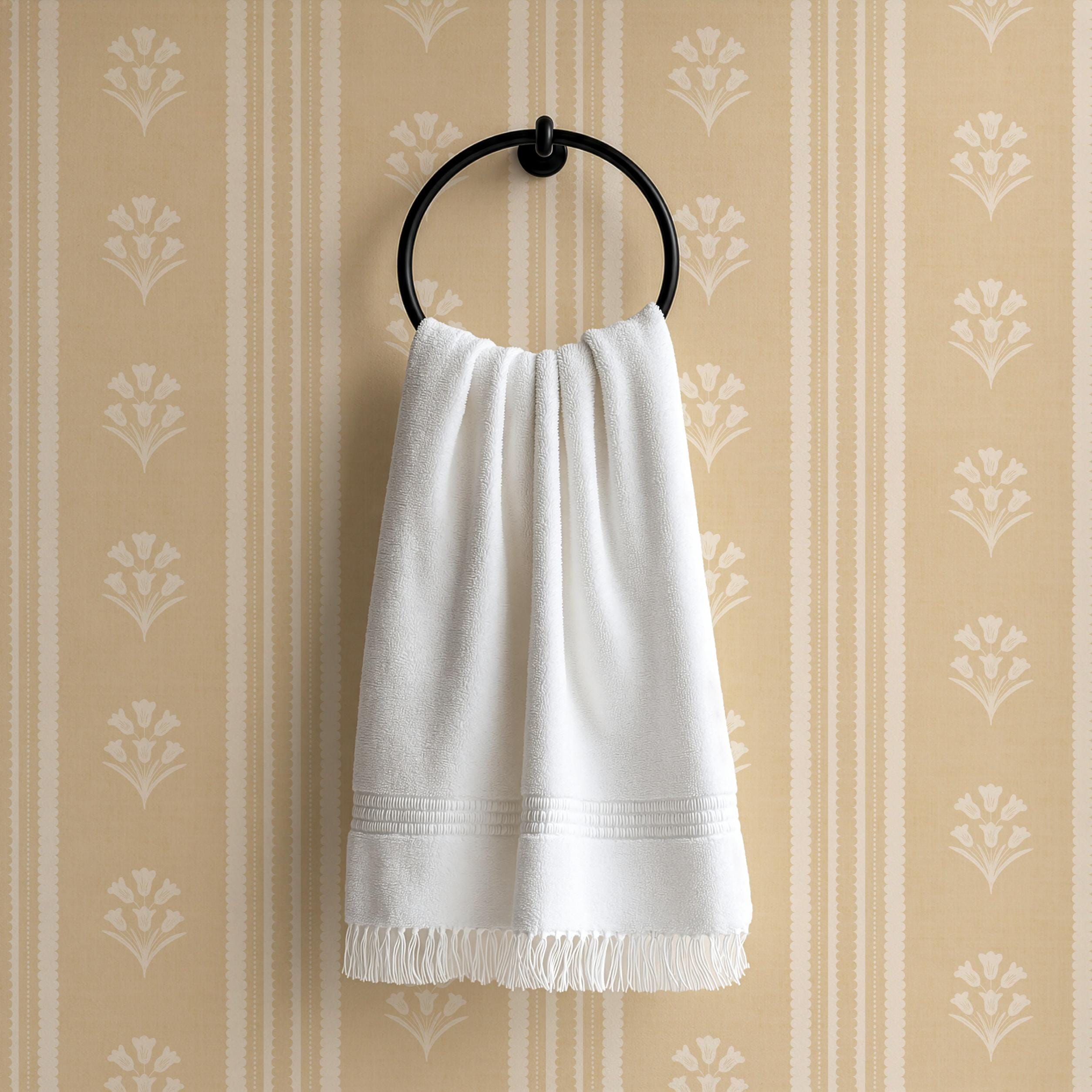 Yellow Floral Stripe Wallpaper: Wildflower Scallop Striped Wall Covering, Botanical Stripes, Charming Cottage Granny Chic Decor