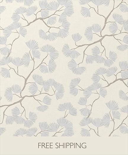 Scandinavian Wallpaper blue Pine branch Wall covering minimalist woodland light blue forest peel and stick calming wall farmhouse wall decor