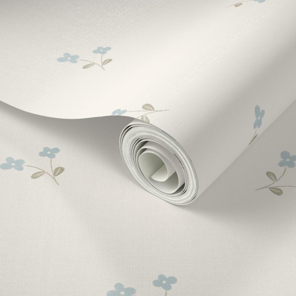 Soft Blue Ditsy Floral Wallpaper – Vintage Cottagecore Nursery Wall Covering (Peel and Stick) - Soft Blue ditsy bloom Cottage Baby Room
