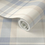 Blue Plaid removable Wallpaper: Modern cozy Cottage Decor soft blue and beige plaid - soft nursery wallpaper - peel and stick wallpaper