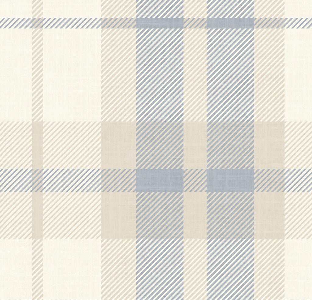 Blue Plaid removable Wallpaper: Modern cozy Cottage Decor soft blue and beige plaid - soft nursery wallpaper - peel and stick wallpaper
