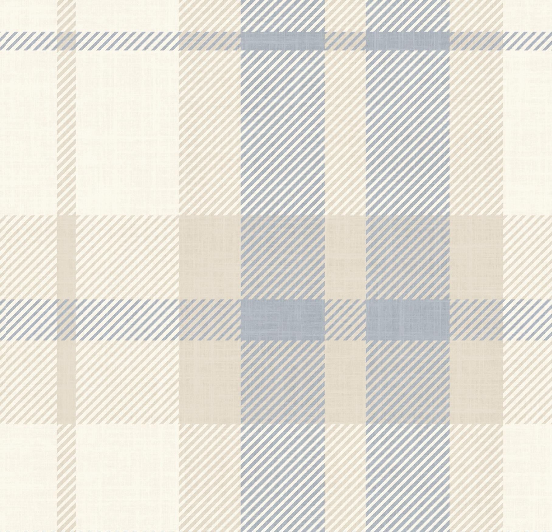 Blue Plaid removable Wallpaper: Modern cozy Cottage Decor soft blue and beige plaid - soft nursery wallpaper - peel and stick wallpaper