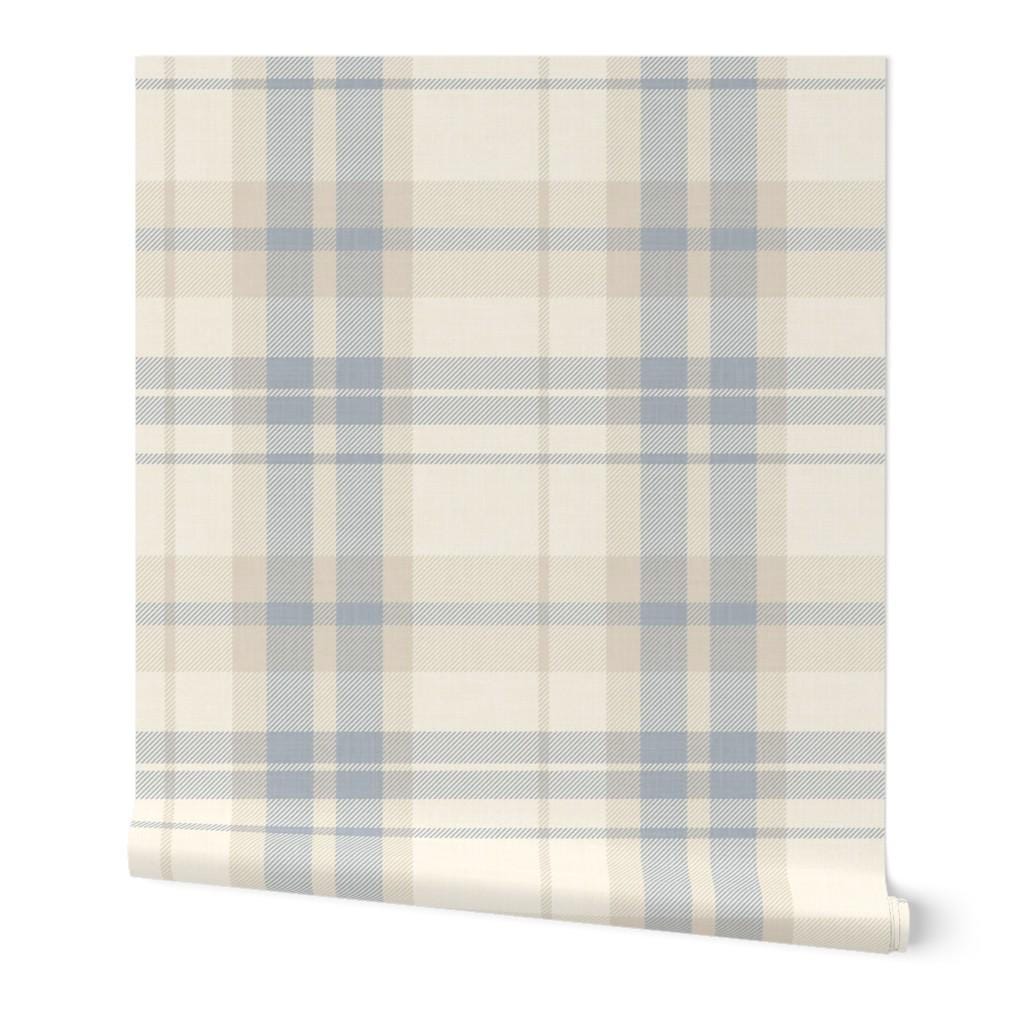 Blue Plaid removable Wallpaper: Modern cozy Cottage Decor soft blue and beige plaid - soft nursery wallpaper - peel and stick wallpaper