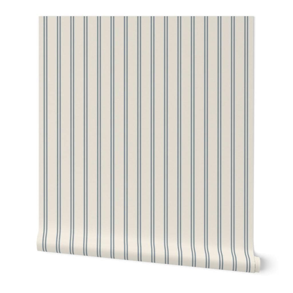 Blue striped wallpaper cozy dusty blue thin lines wall covering cute nursery wall decor coastal farmhouse elegant wallpaper peel and stick