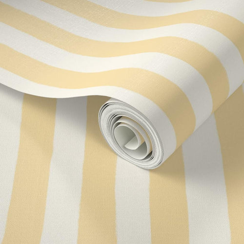 Butter Yellow Hand-Painted Stripe Nursery Wallpaper – Kids Room Wall Decor