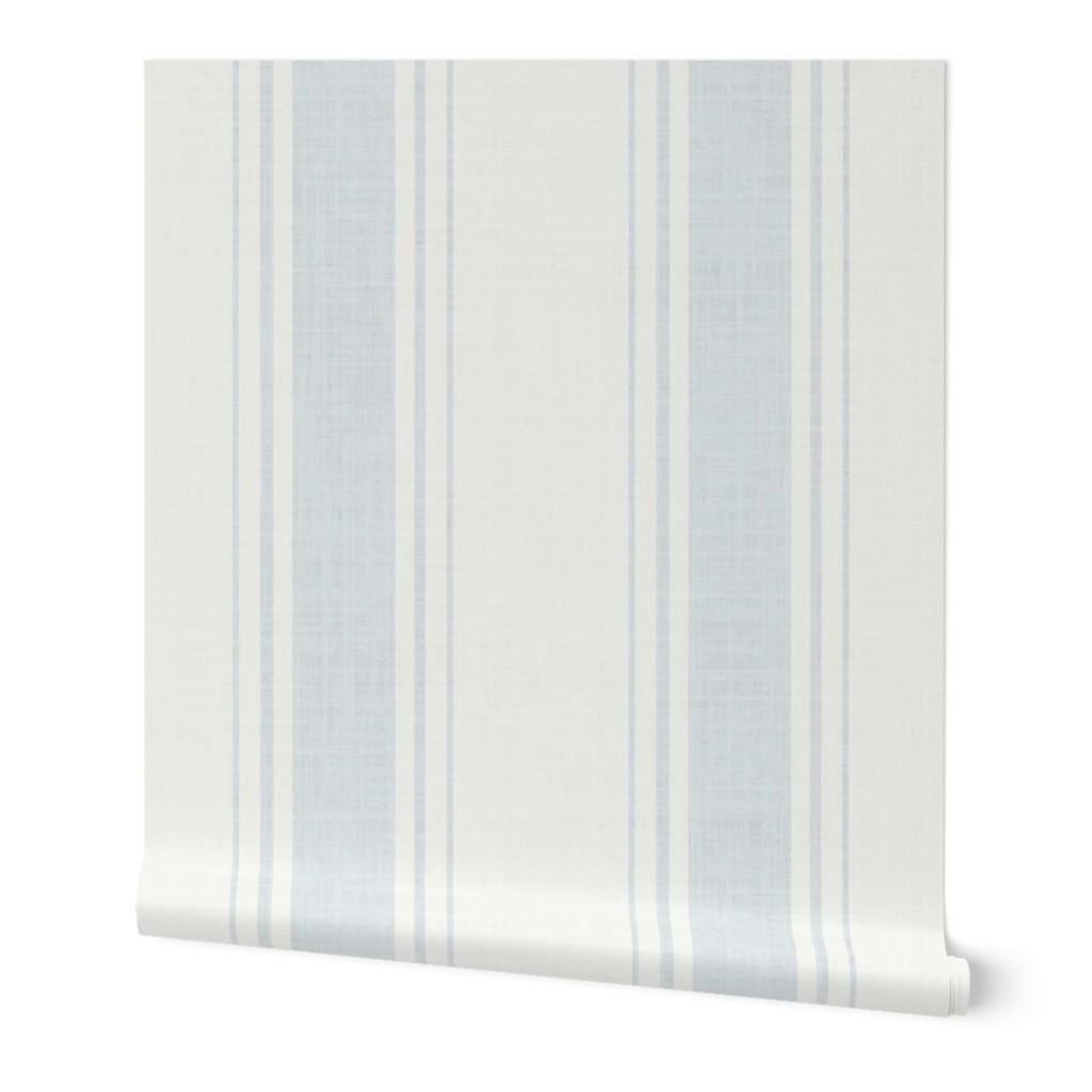 Coastal Blue Striped Wallpaper: Linen Textured Nursery, Cottage Stripes (Peel & Stick)