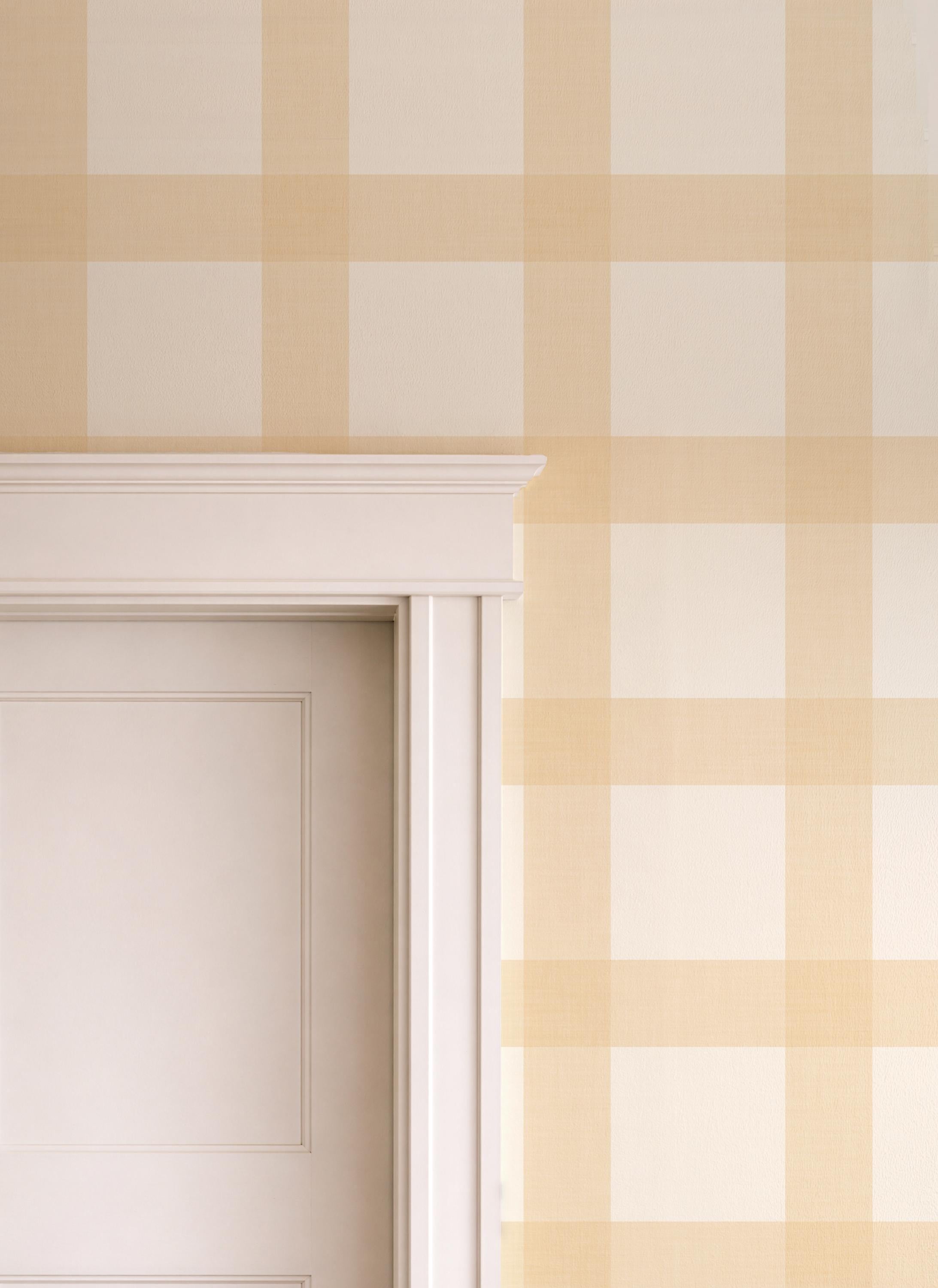 Butter Yellow Gingham Wallpaper – Cozy Cottage Nursery Wall Covering - Yellow Bedroom Wall Decor Cozy Cottage Wall - FREE SHIPPING