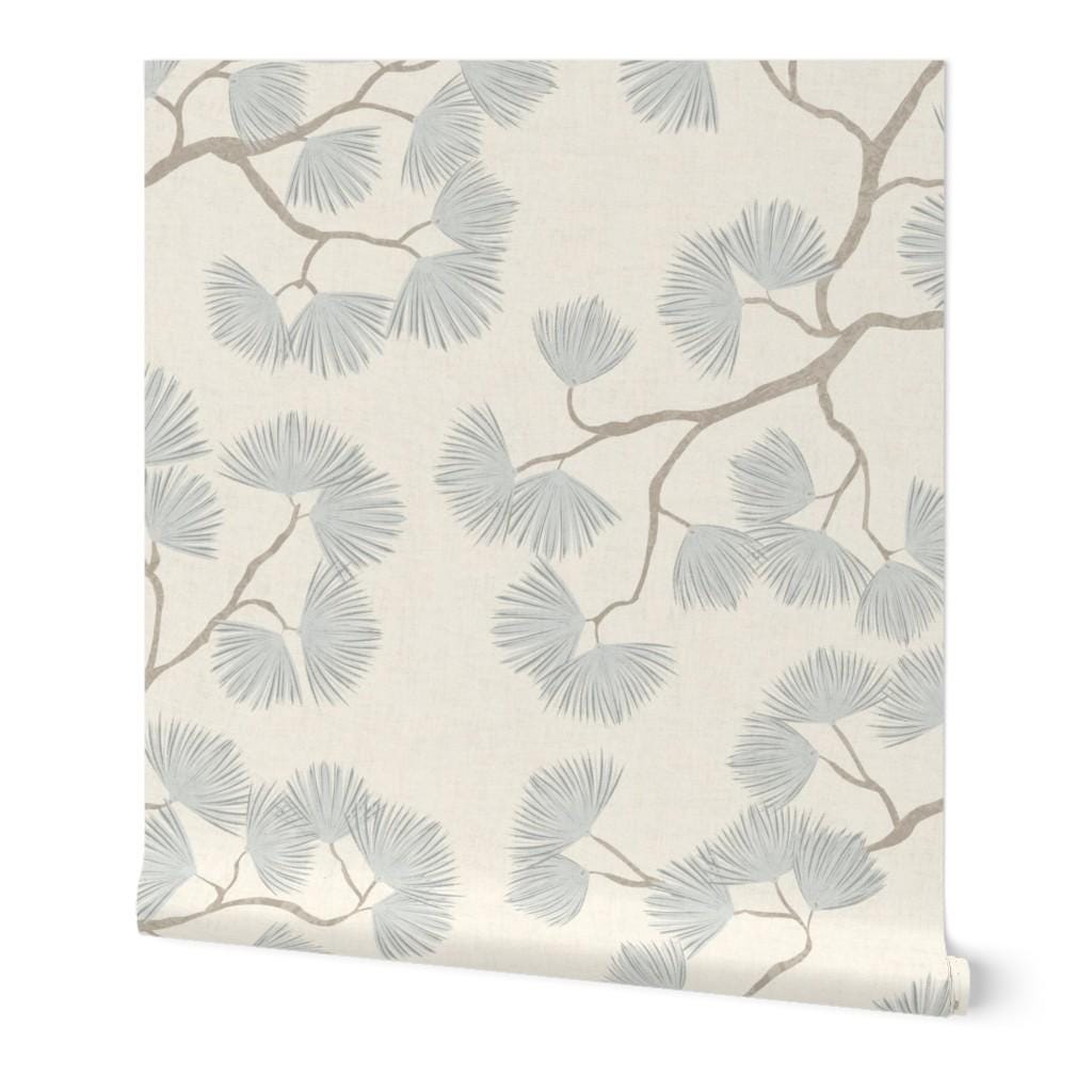 Scandinavian Wallpaper blue Pine branch Wall covering minimalist woodland light blue forest peel and stick calming wall farmhouse wall decor