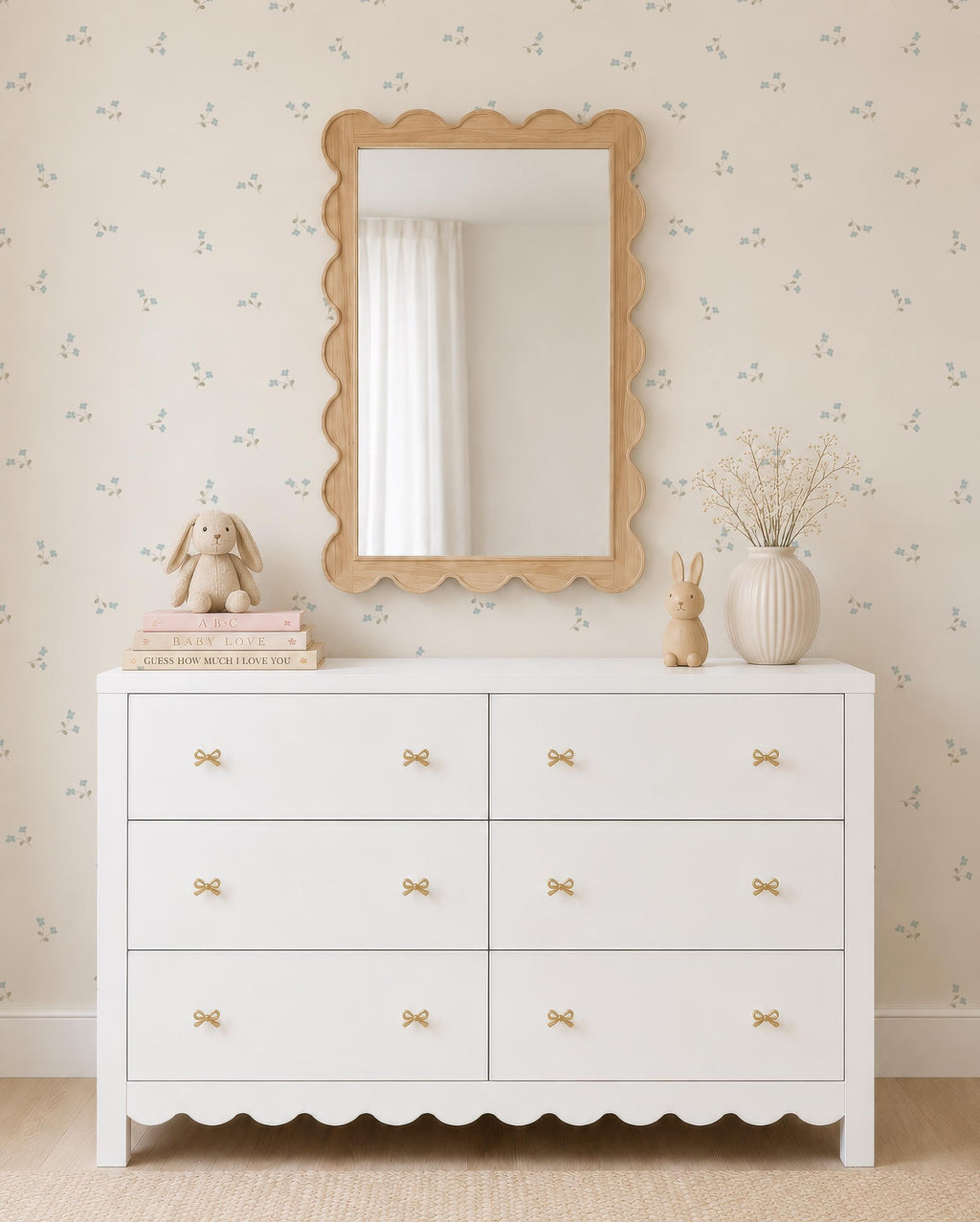 Soft Blue Ditsy Floral Wallpaper – Vintage Cottagecore Nursery Wall Covering (Peel and Stick) - Soft Blue ditsy bloom Cottage Baby Room