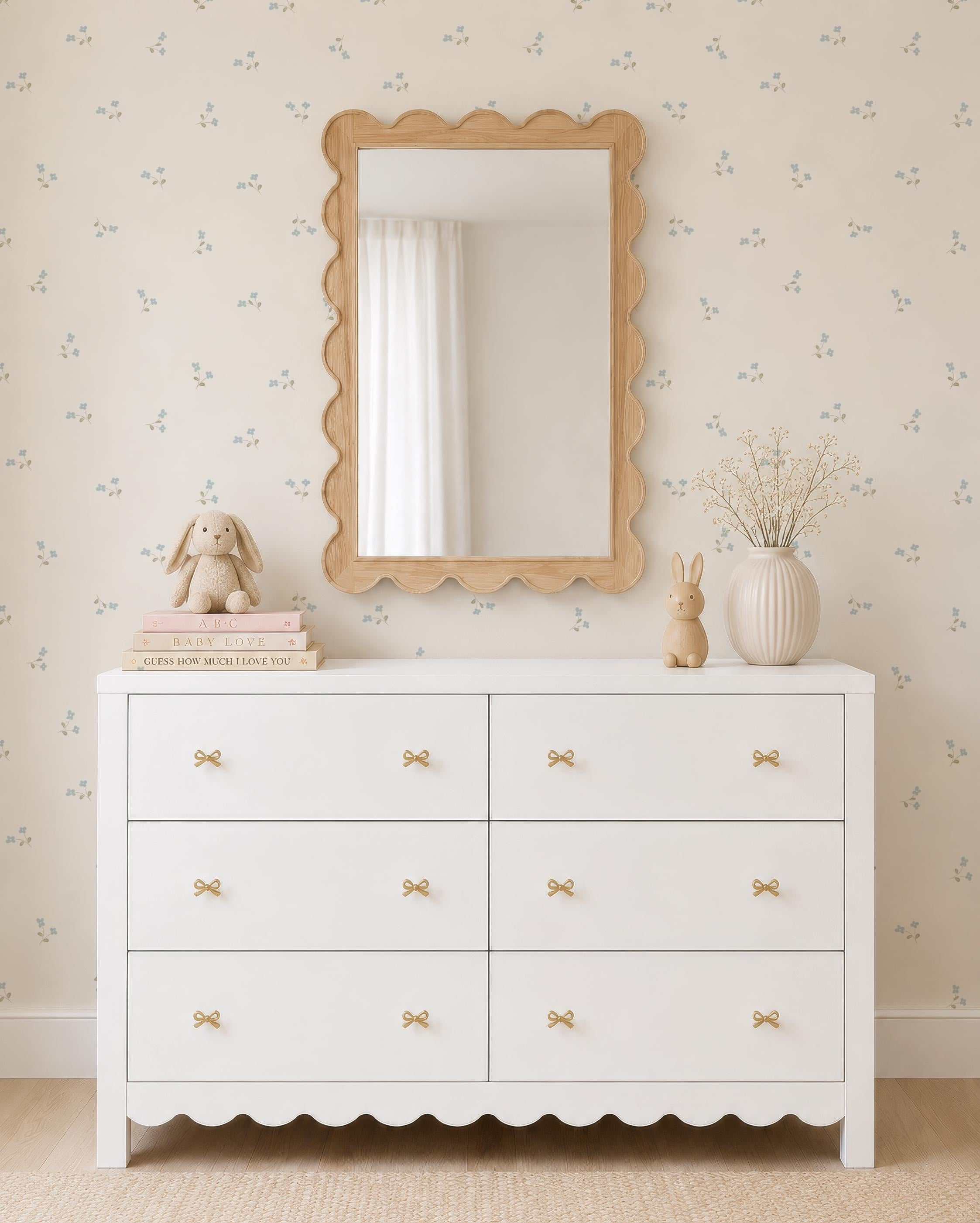 Soft Blue Ditsy Floral Wallpaper – Vintage Cottagecore Nursery Wall Covering (Peel and Stick) - Soft Blue ditsy bloom Cottage Baby Room
