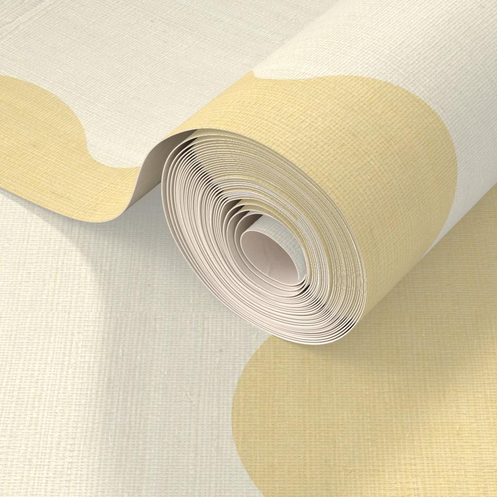 Pastel yellow Wavy Striped Wallpaper, Sunshine bathroom wall covering, Scallop Striped Peel and Stick Wall Decor, Retro stripe wall decor