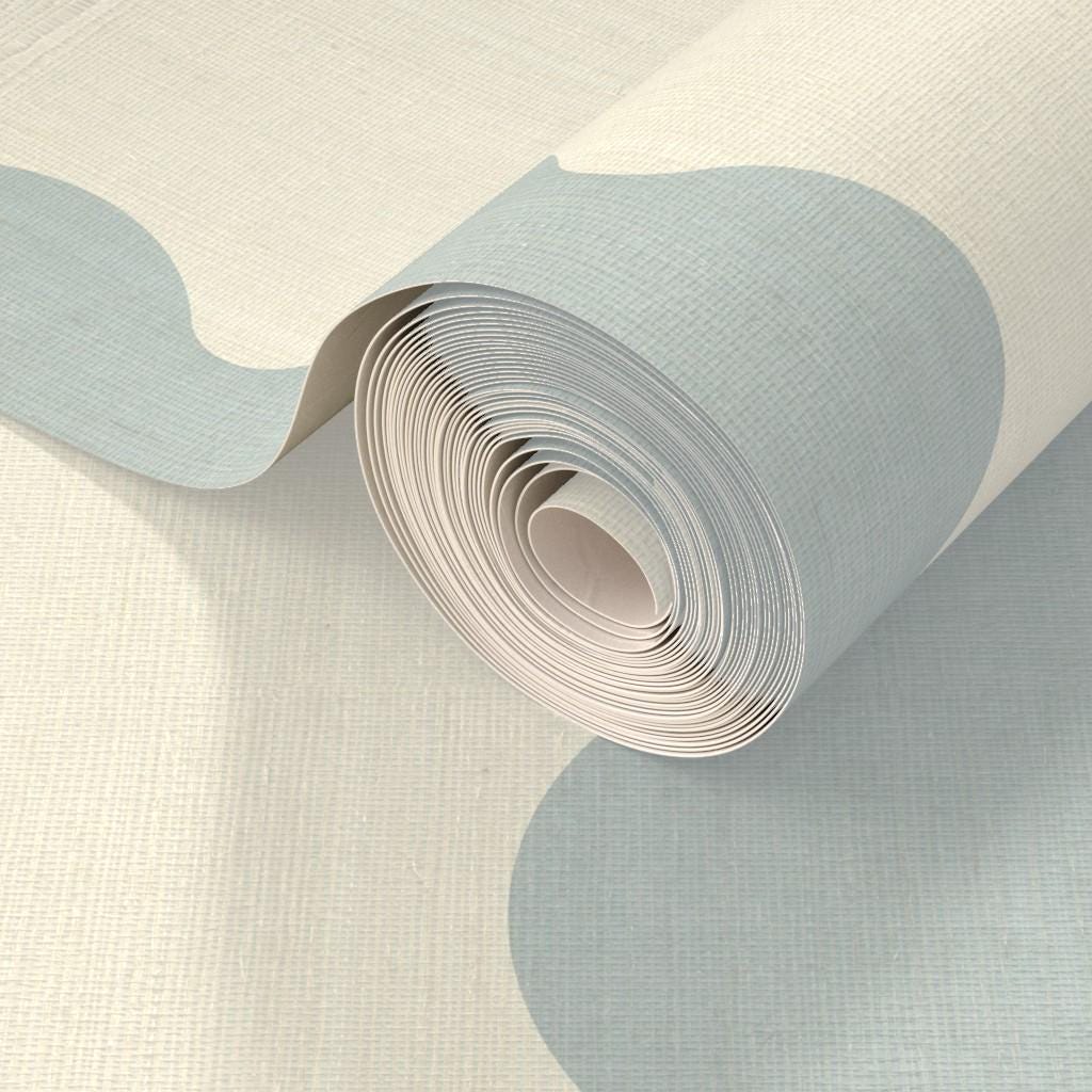 Light Blue Decorative Striped Wallpaper - Wavy vertical nursery wall - Scallop Stripes Boys Room wall decor - Bathroom Peel and Stick