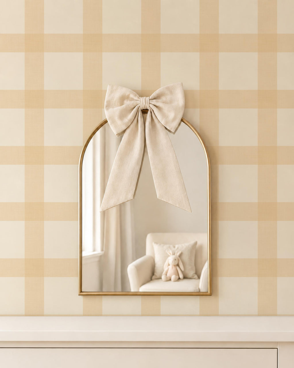 Butter Yellow Gingham Wallpaper – Cozy Cottage Nursery Wall Covering - Yellow Bedroom Wall Decor Cozy Cottage Wall - FREE SHIPPING
