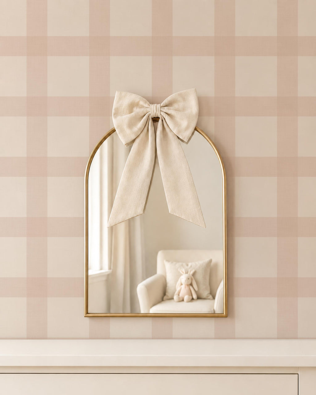 Blush Pink Gingham Wallpaper: Cozy Cottage, Nursery Wall Covering (Peel and Stick) Kid Playroom Wall Decor Vintage Baby Room Peel and Stick