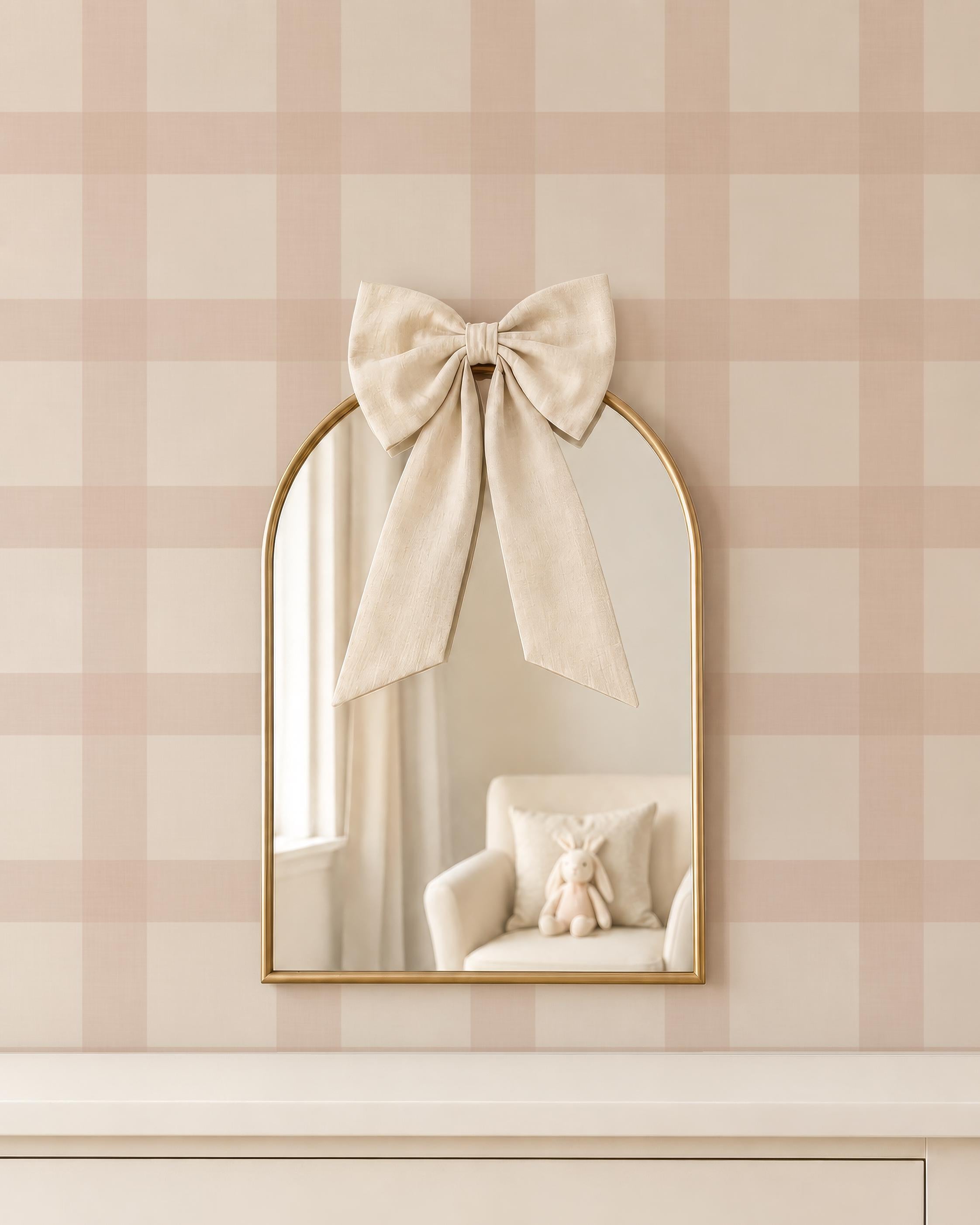 Blush Pink Gingham Wallpaper: Cozy Cottage, Nursery Wall Covering (Peel and Stick) Kid Playroom Wall Decor Vintage Baby Room Peel and Stick