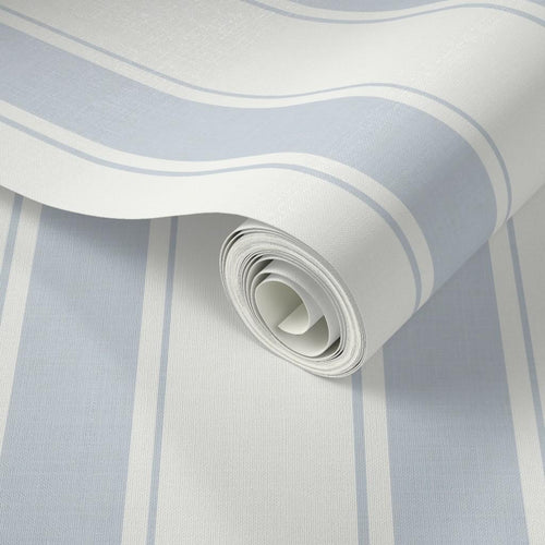 Blue Nursery Striped wallpaper, granny chic farmhouse ticking stripes, removable cottage striped wall decor with texture, peel and stick