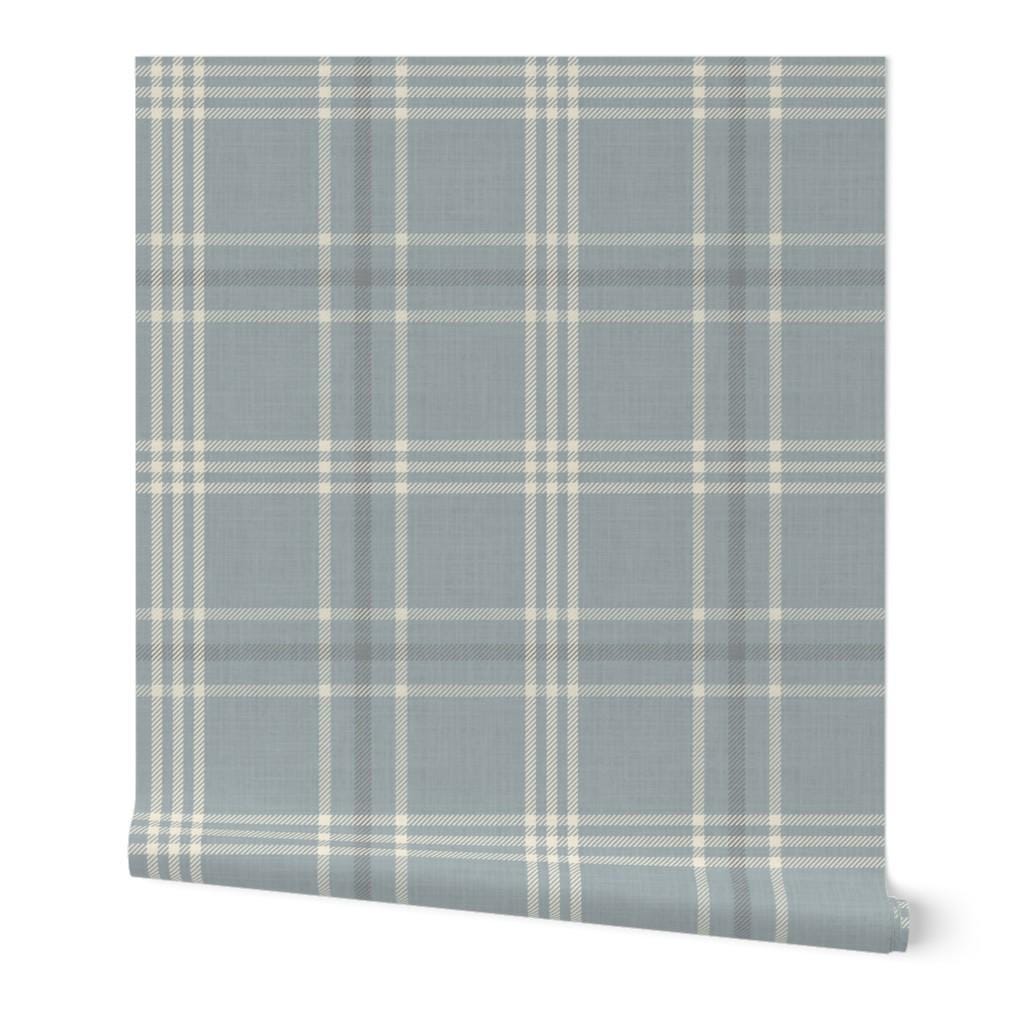 Neutral Blue Plaid Wallpaper: Modern Cottage Baby Nursery Decor (Peel and Stick)