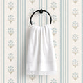 Blue Wildflower Stripe Wallpaper, Vintage Cottage Nursery Decor, Botanical Pattern