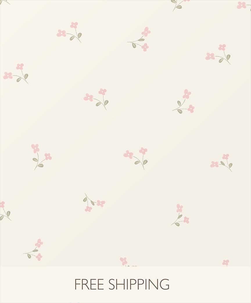 Pink Tiny Wildflower Wallpaper – Vintage Girl Nursery Wall Covering (Peel and Stick) - Soft Rose ditsy floral Cottage Baby Girl Powder Room
