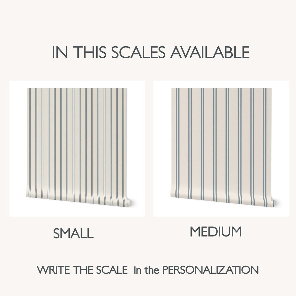 Blue striped wallpaper cozy dusty blue thin lines wall covering cute nursery wall decor coastal farmhouse elegant wallpaper peel and stick