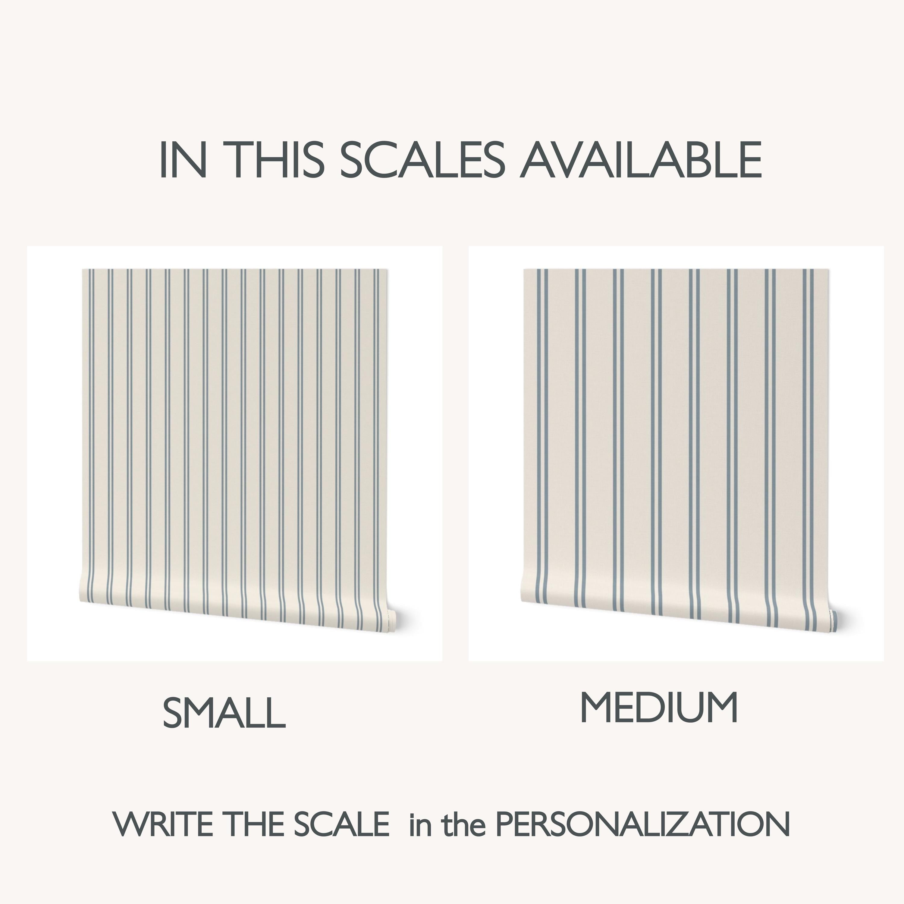 Blue & cream soft double striped Wallpaper: Coastal Farmhouse Neutral Texture - premium wallpaper - FREE SHIPPING