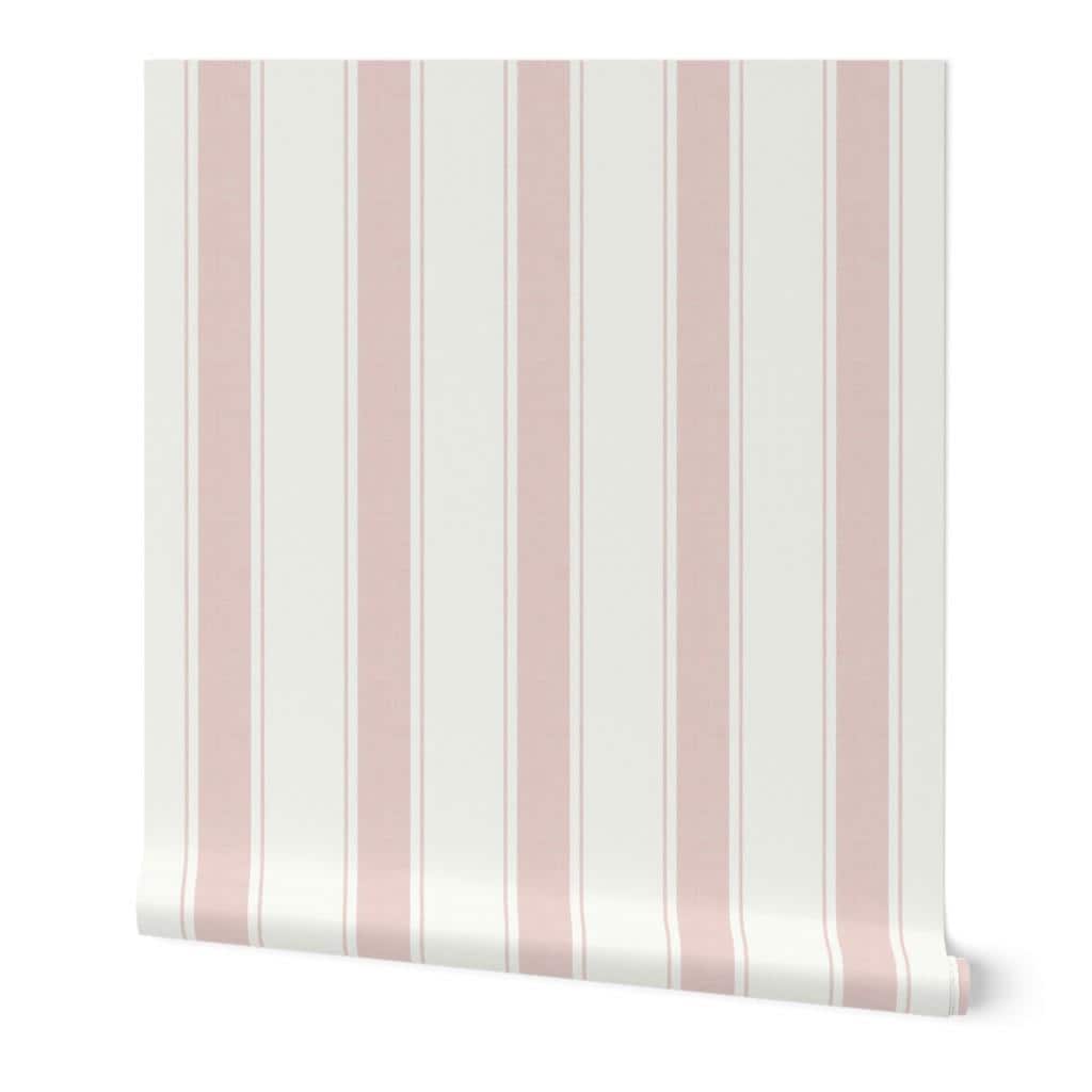 Pink Stripe Wallpaper, Soft Pink Striped Wallpaper, girl Nursery Wallpaper, Girls Room Wallpaper, Classic baby ticking stripes Wall Decor