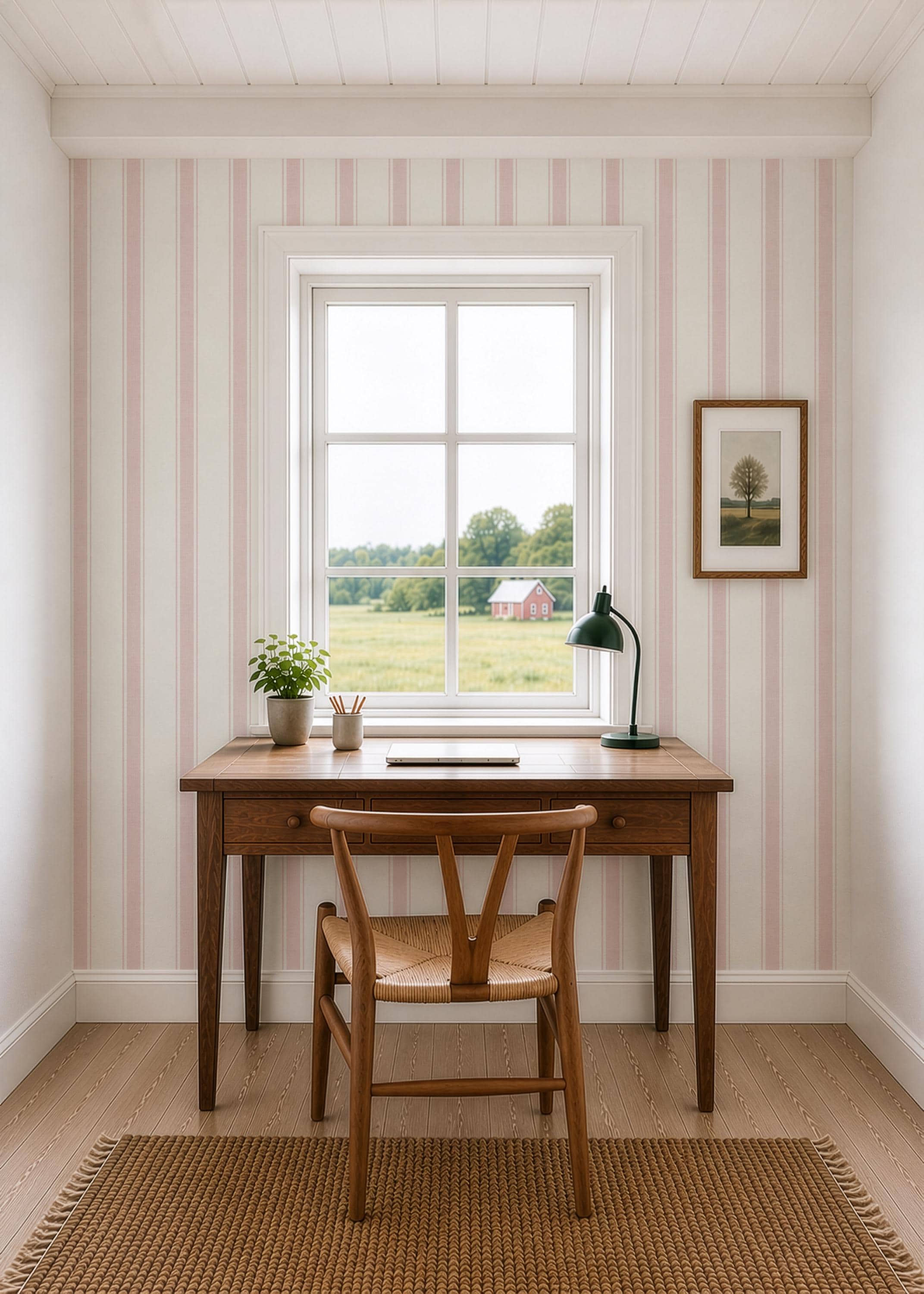 Pink Stripe Wallpaper, Soft Pink Striped Wallpaper, girl Nursery Wallpaper, Girls Room Wallpaper, Classic baby ticking stripes Wall Decor