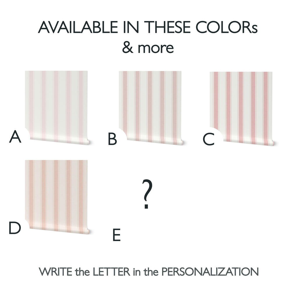 Pink Stripe Wallpaper, Soft Pink Striped Wallpaper, girl Nursery Wallpaper, Girls Room Wallpaper, Classic baby ticking stripes Wall Decor