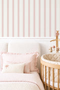 Pink Stripe Wallpaper, Soft Pink Striped Wallpaper, girl Nursery Wallpaper, Girls Room Wallpaper, Classic baby ticking stripes Wall Decor