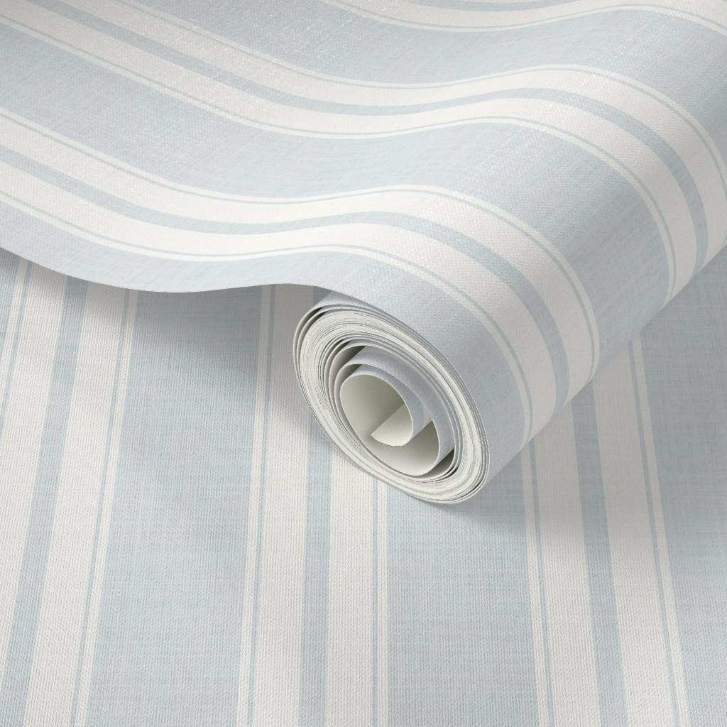 Blue vintage boy's nursery: Cozy Striped baby room decor , Farmhouse Wall Covering (Peel & Stick) Cozy cottage wall decor, Linen Texture