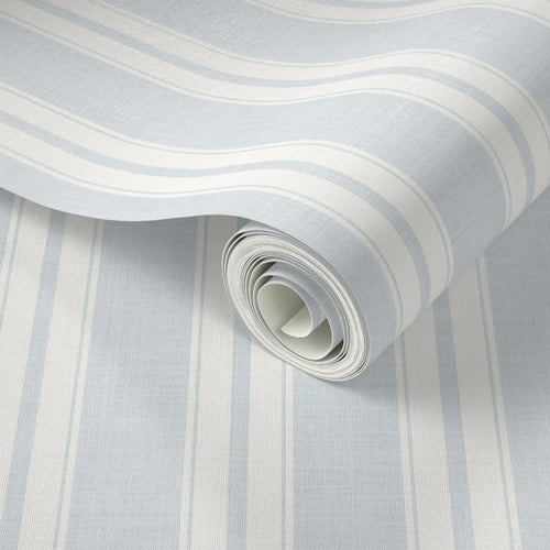 Blue vintage boy's nursery: Cozy Striped baby room decor , Farmhouse Wall Covering (Peel & Stick) Cozy cottage wall decor, Linen Texture