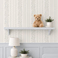 Blue Wildflower Stripe Wallpaper: Watercolor Ditsy Floral Nursery Wall Covering (Peel and Stick)