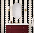 Black & cream wavy striped wallpaper, black accent wall covering, large scale stripes, dark moody wall decor (peel and stick or traditional)
