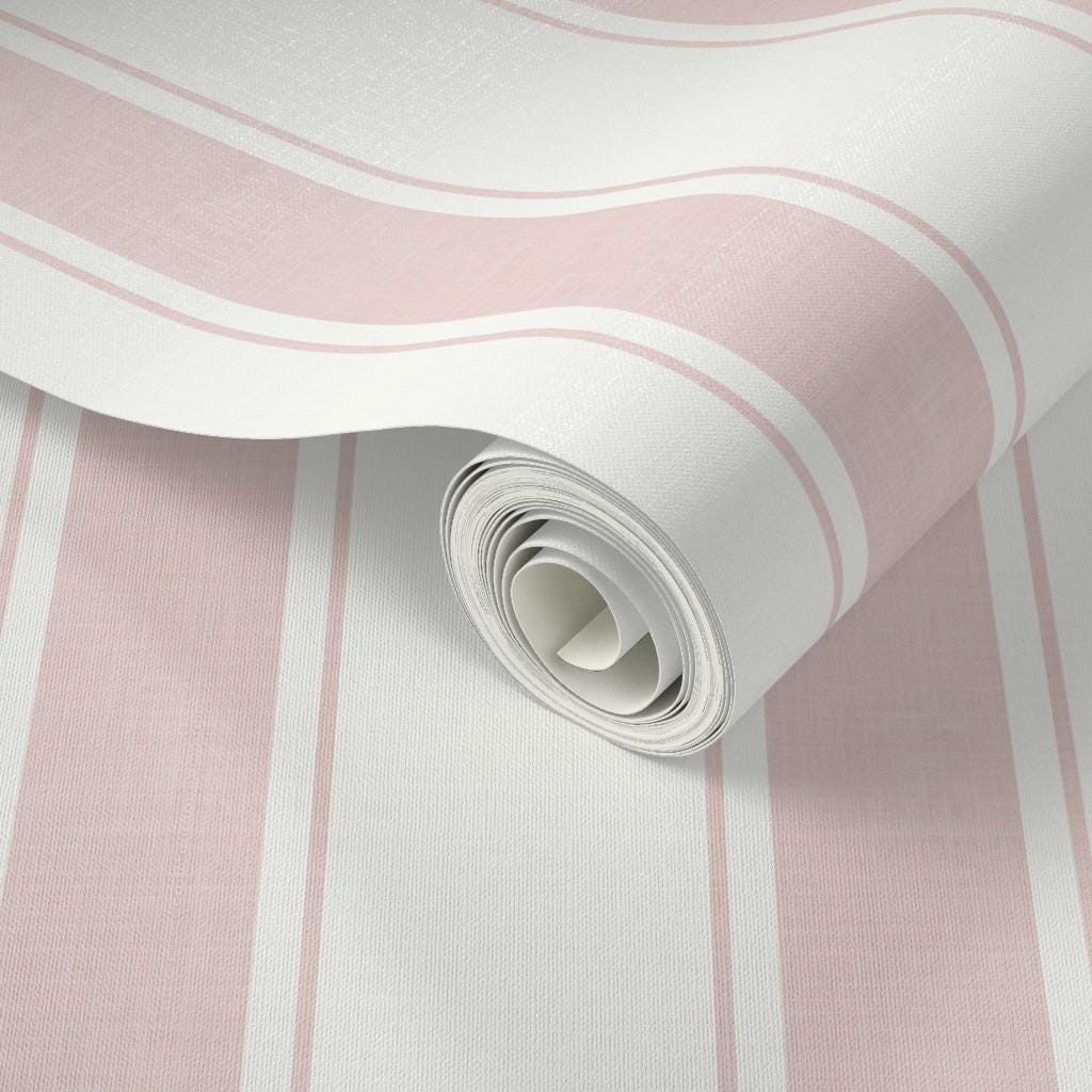 Pink Stripe Wallpaper, Soft Pink Striped Wallpaper, girl Nursery Wallpaper, Girls Room Wallpaper, Classic baby ticking stripes Wall Decor