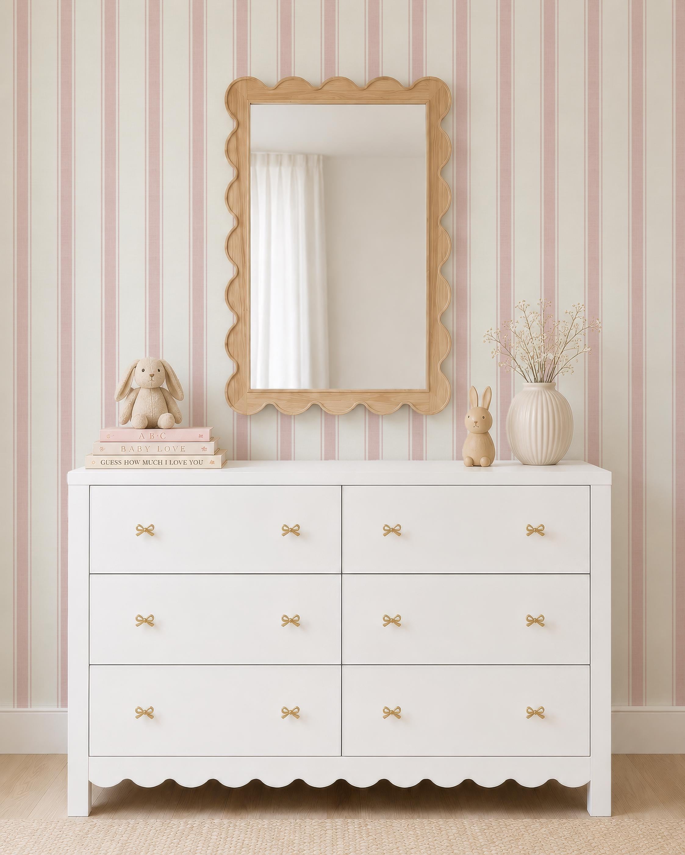Pink Stripe Wallpaper, Soft Pink Striped Wallpaper, girl Nursery Wallpaper, Girls Room Wallpaper, Classic baby ticking stripes Wall Decor