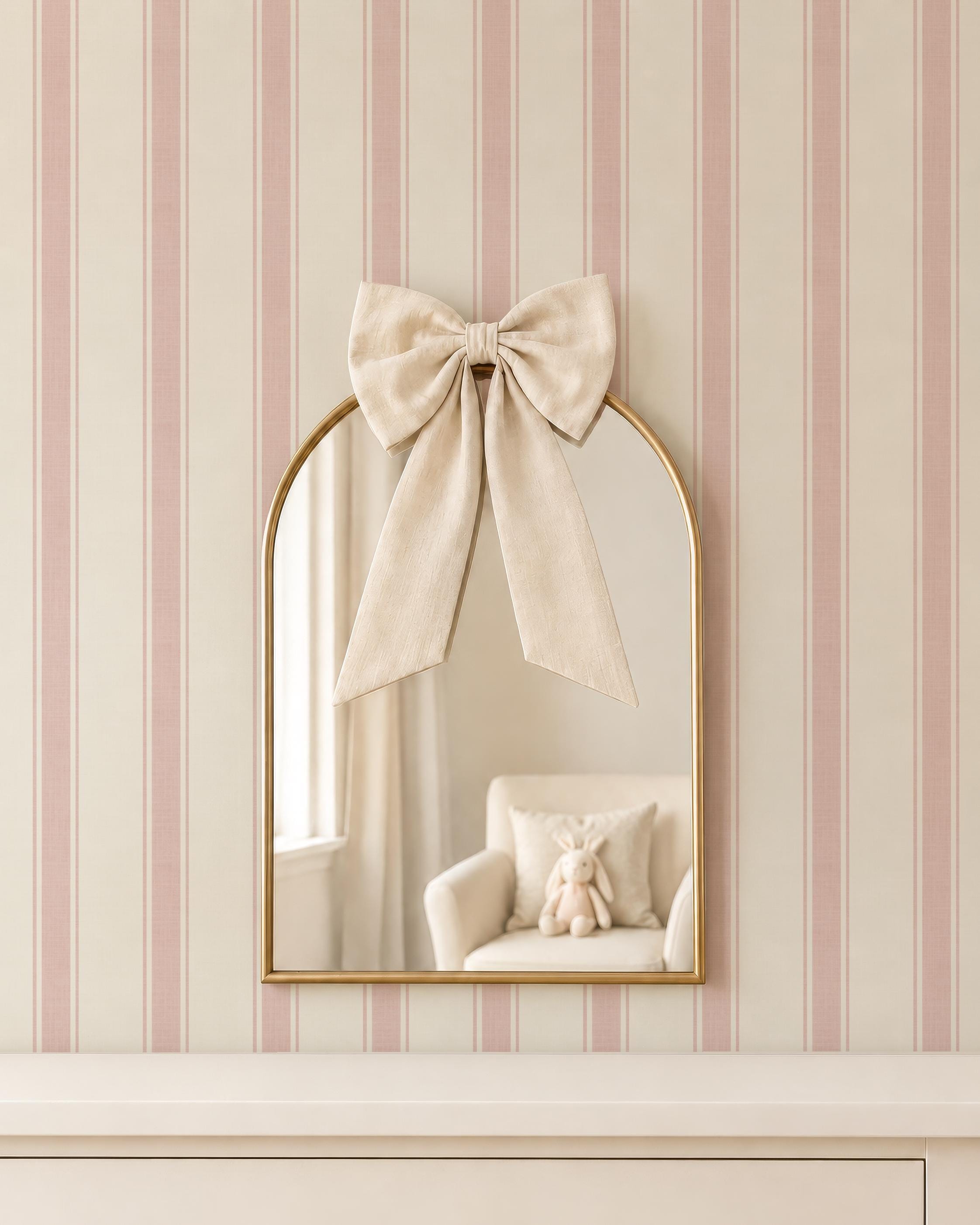 Pink Stripe Wallpaper, Soft Pink Striped Wallpaper, girl Nursery Wallpaper, Girls Room Wallpaper, Classic baby ticking stripes Wall Decor