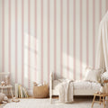 Pink Stripe girl nursery Wallpaper