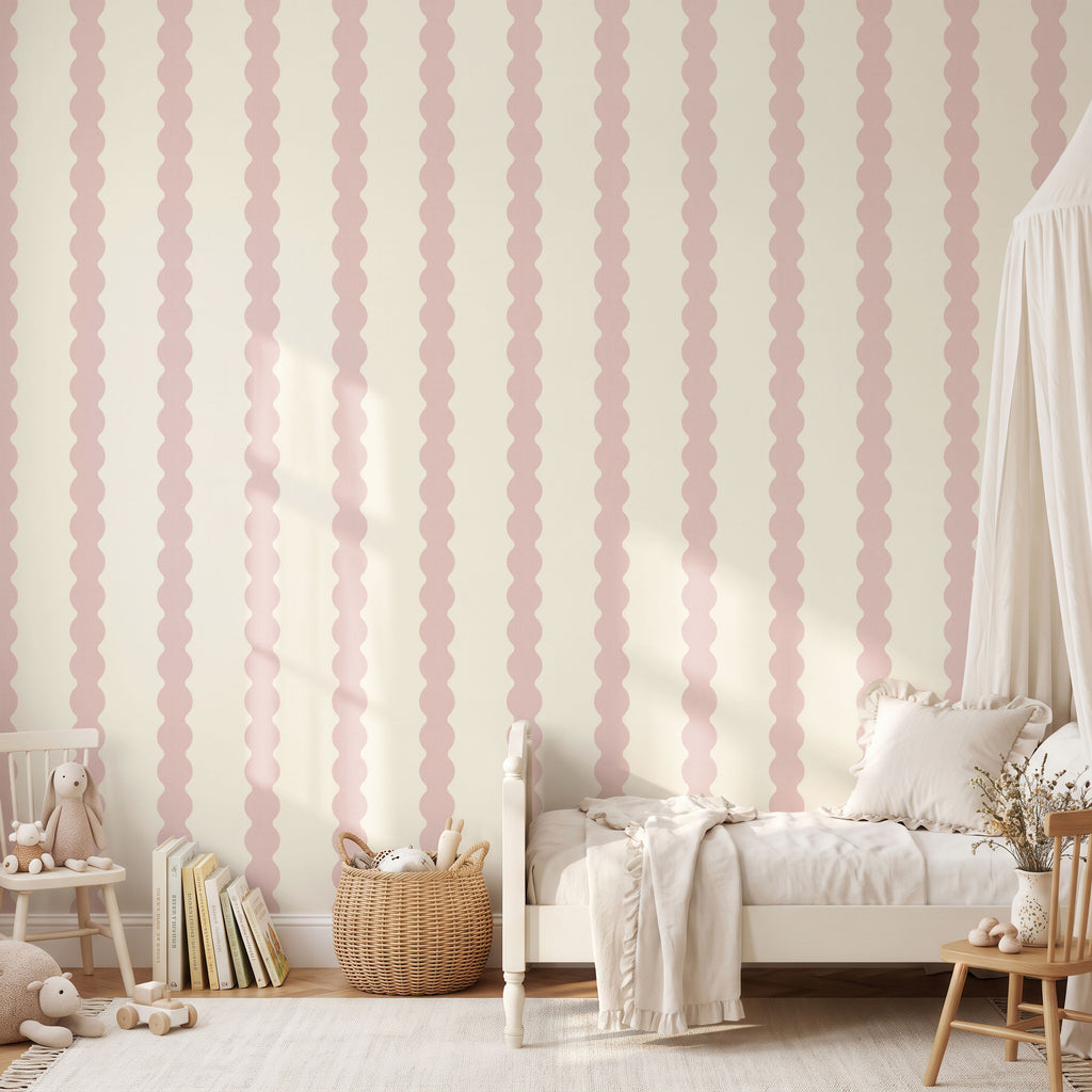 Charming Pink Scallop Striped Girl Nursery Wall Decor