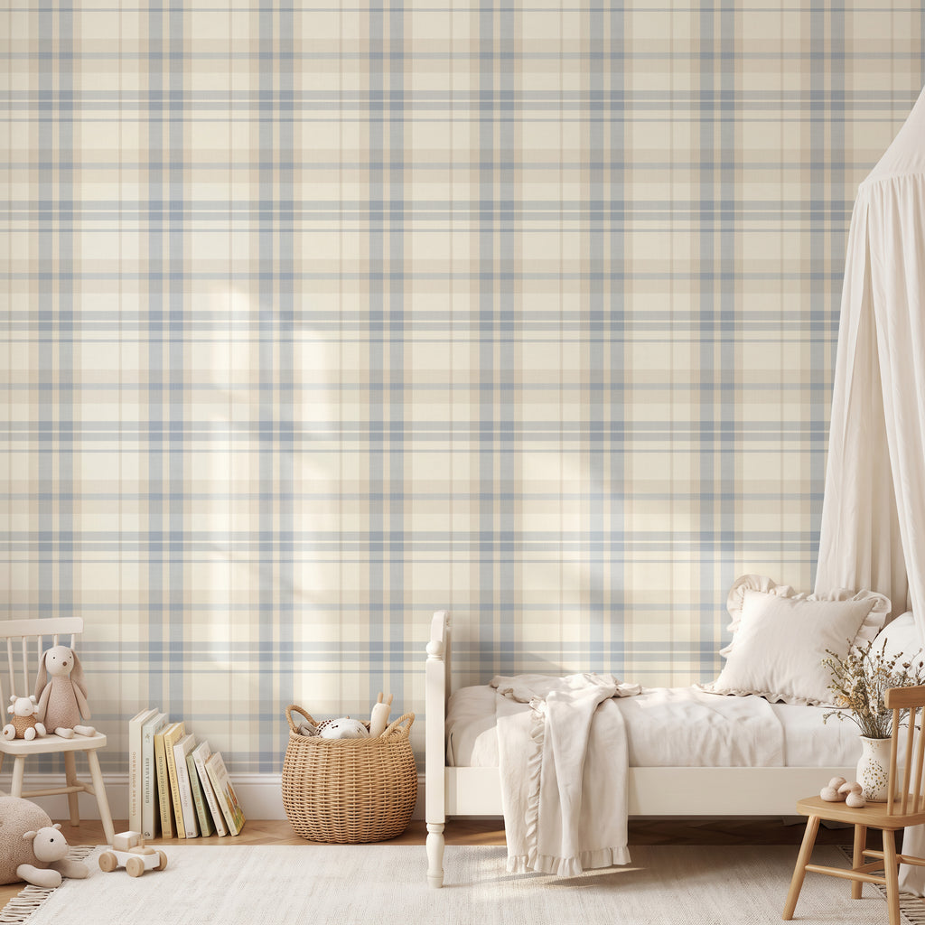 Cozy Cottage tartan Plaid Wallpaper for Bathrooms or Nursery Bedrooms