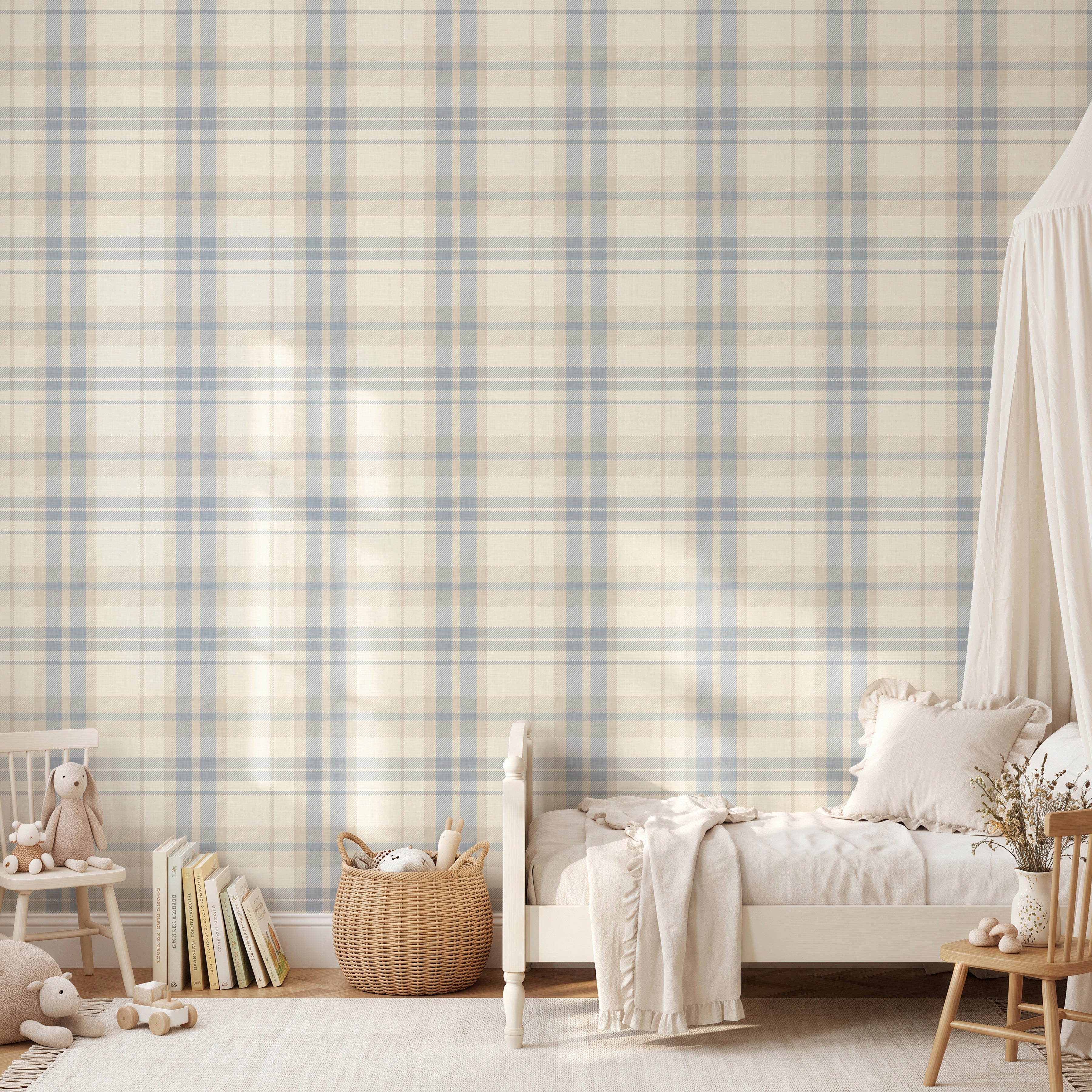 Cozy Cottage tartan Plaid Wallpaper for Bathrooms or Nursery Bedrooms